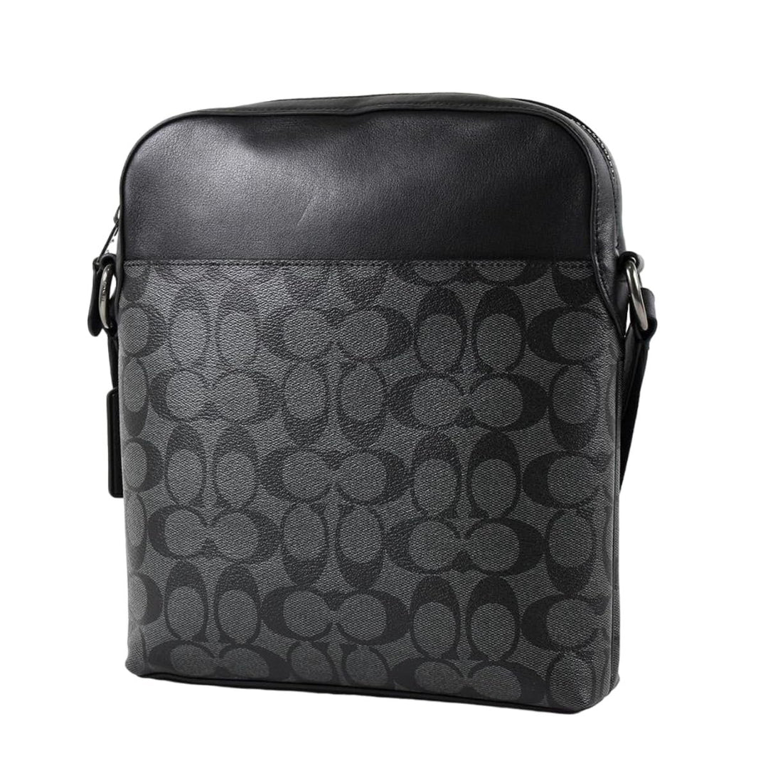 COACH Men's Houston Flight Bag In Signature Canvas (Gunmetal/Charcoal/Black)