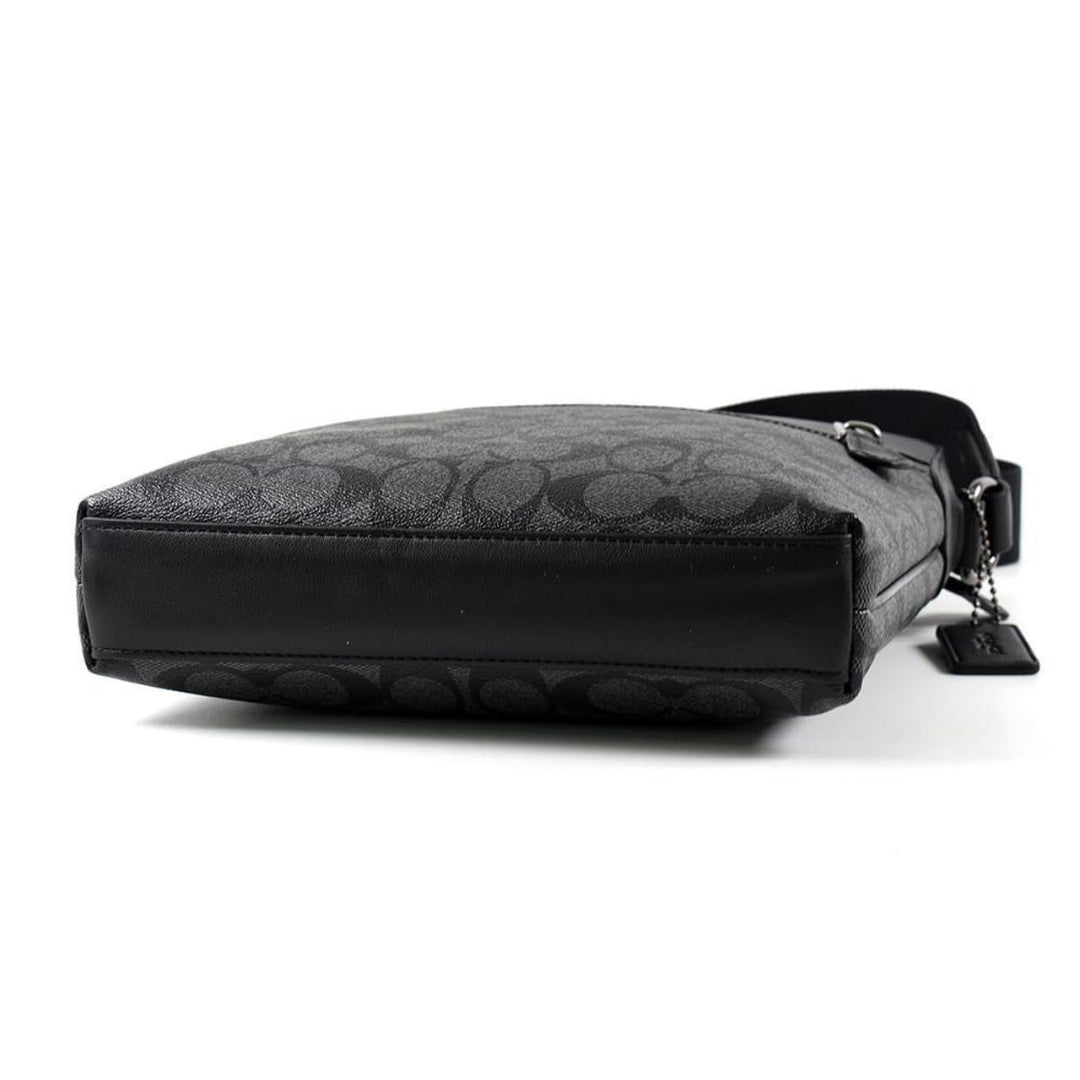 COACH Men's Houston Flight Bag In Signature Canvas (Gunmetal/Charcoal/Black)