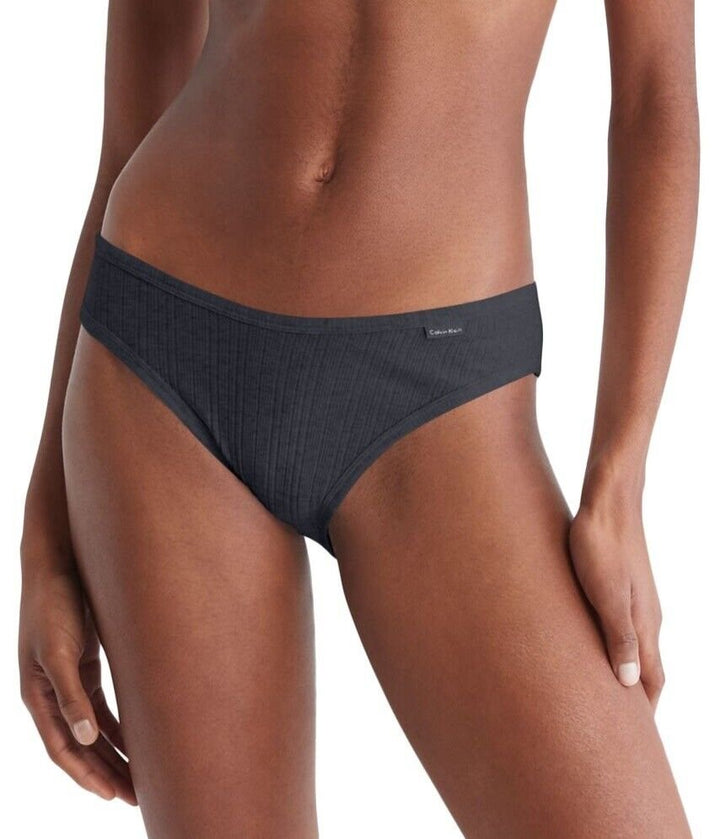 Calvin Klein Women's Ribbed Bikini, Black, X-Small