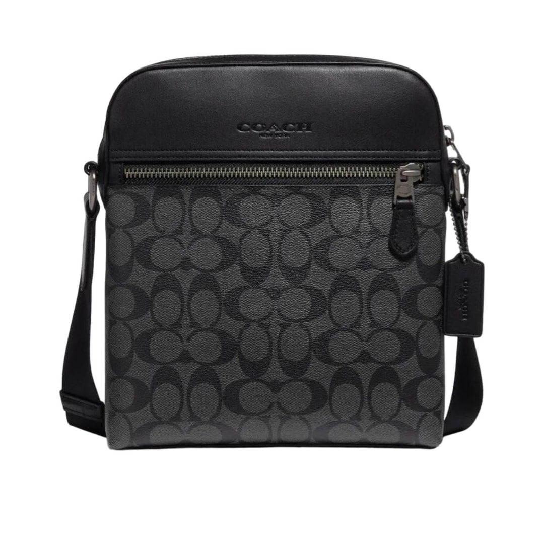 COACH Men's Houston Flight Bag In Signature Canvas (Gunmetal/Charcoal/Black)