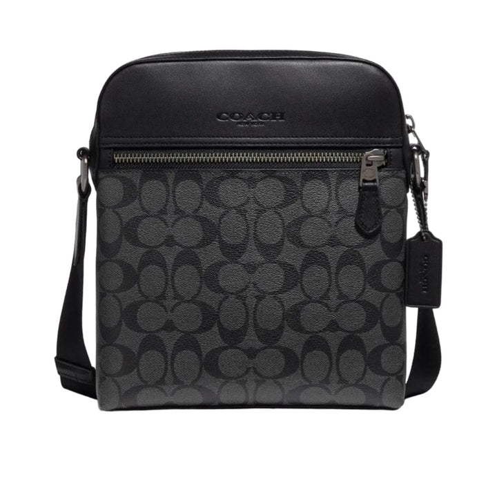 COACH Men's Houston Flight Bag In Signature Canvas (Gunmetal/Charcoal/Black)