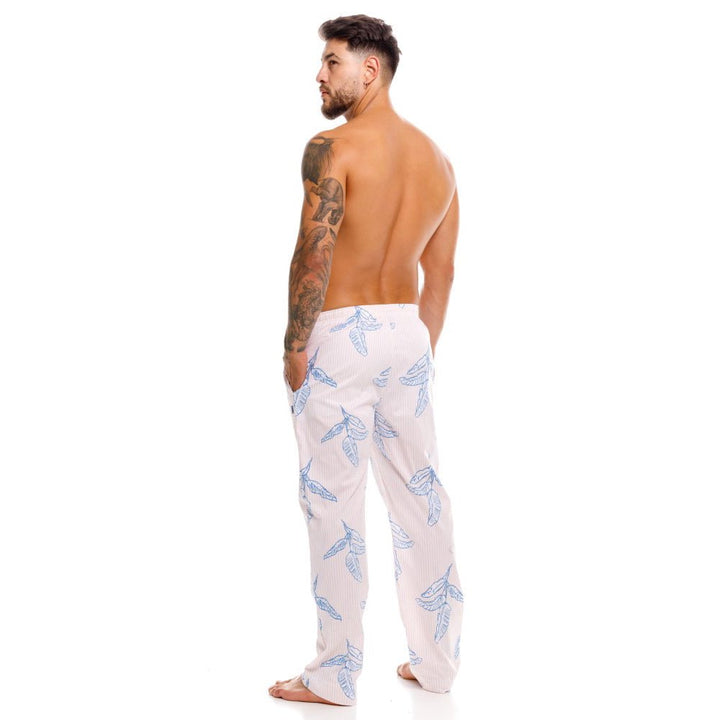 Mundo Unico men's pink floral cotton long boxer Cretona lounge underwear – detail view