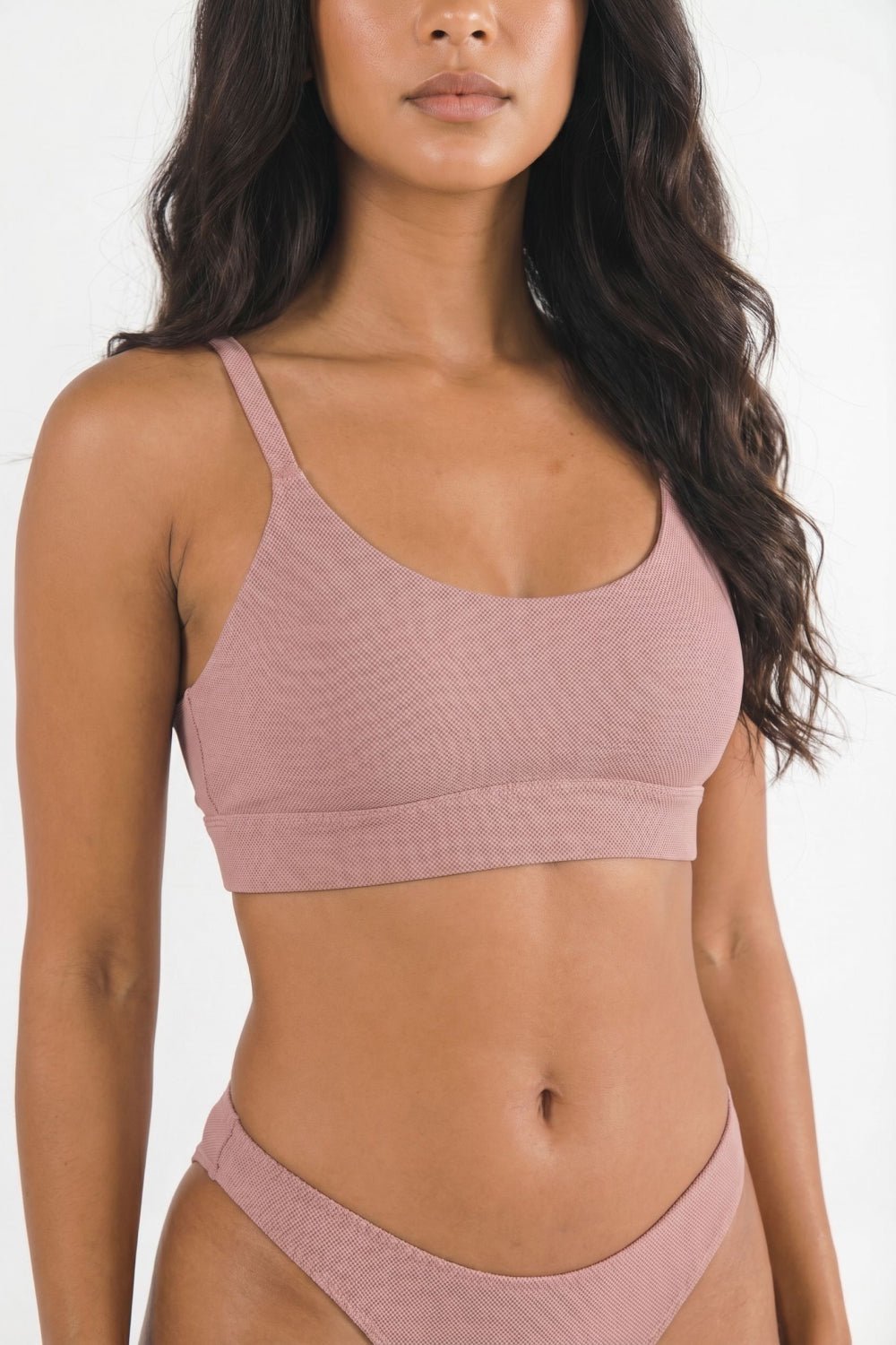 The Bell Pep Red Chambray Boob Hammock Scoop Bralette - Seamless Textured Bra