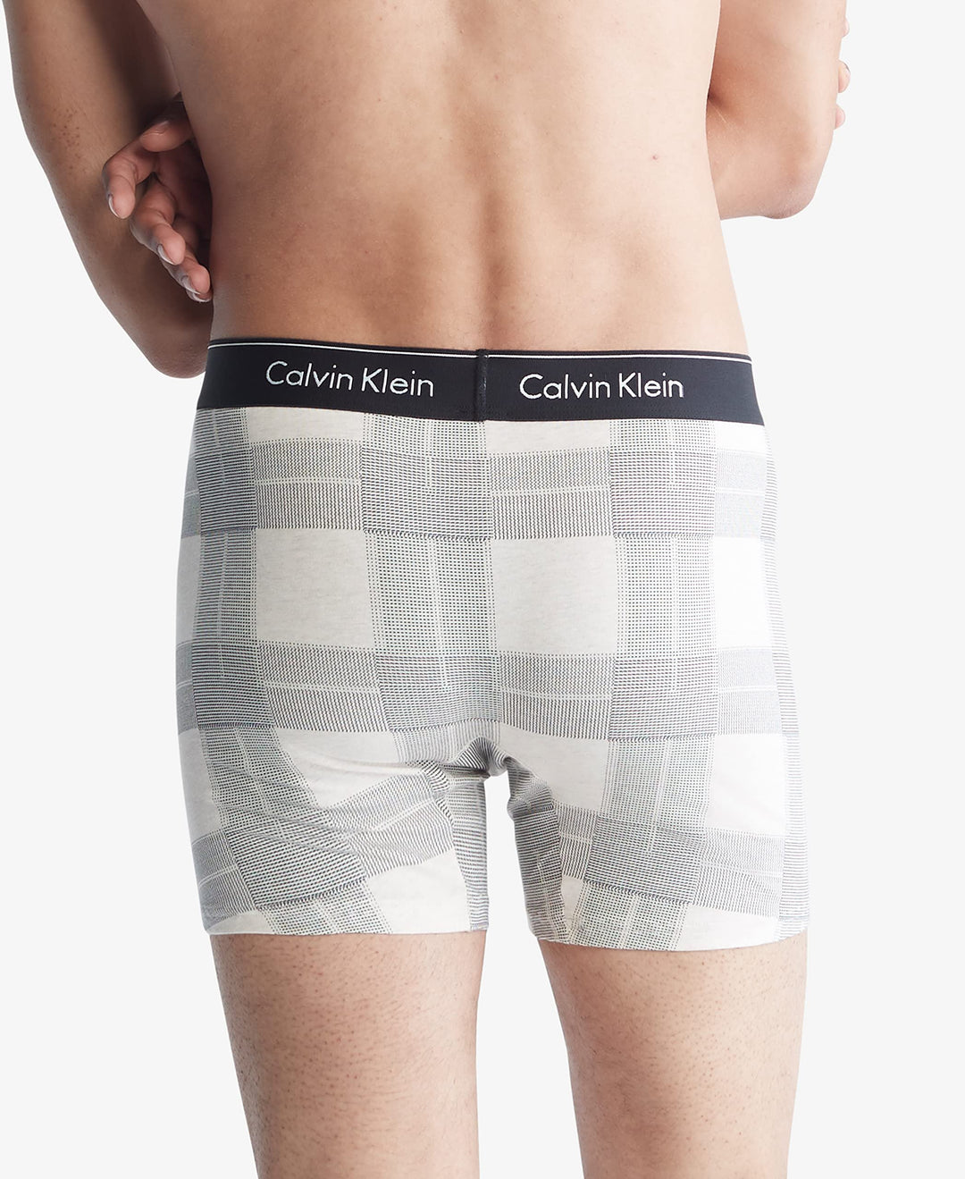 Calvin Klein Men's Modern Cotton Stretch Holiday Plaid Boxer Brief | Textured Plaid Oatmeal Heather
