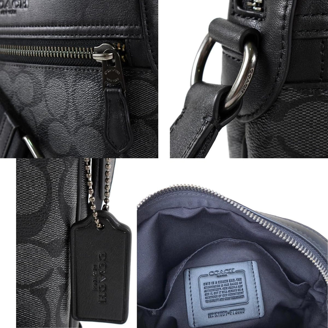 COACH Men's Houston Flight Bag In Signature Canvas (Gunmetal/Charcoal/Black)