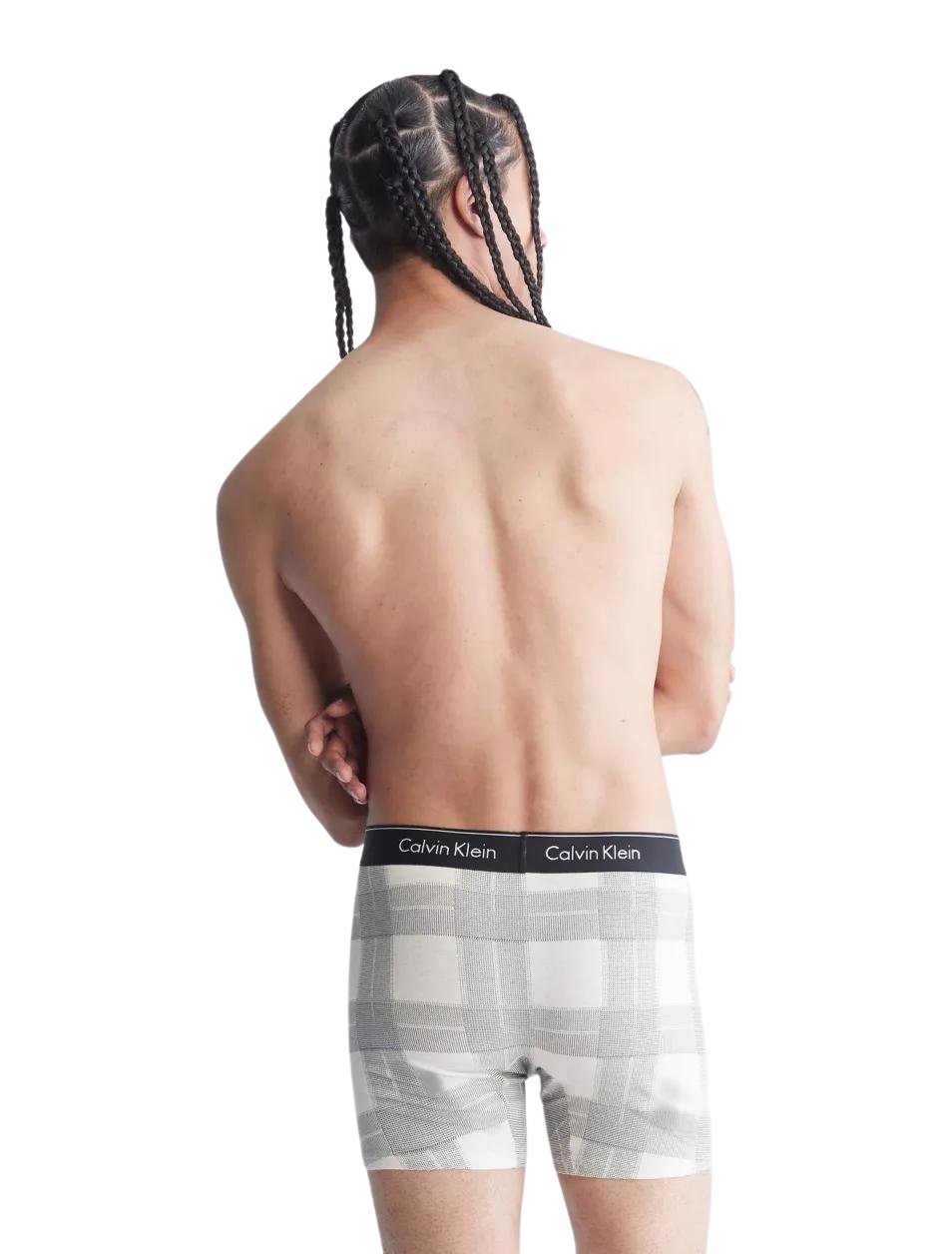 Calvin Klein Men's Modern Cotton Stretch Holiday Plaid Boxer Brief | Textured Plaid Oatmeal Heather