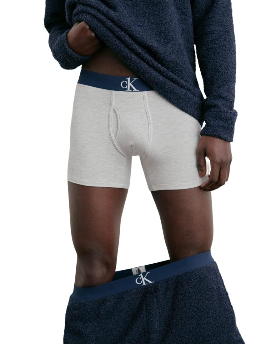Calvin Klein CK One Plush Boxer Brief | Ultra-Soft Comfort Underwear | Blue Shadow