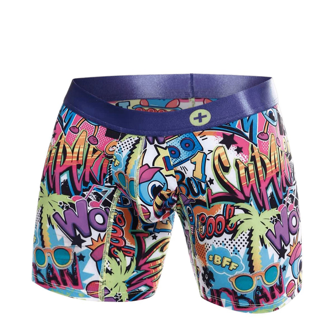MaleBasics Men's Hipster Boxer Brief Comics – Low Rise Comic Print Underwear for Men