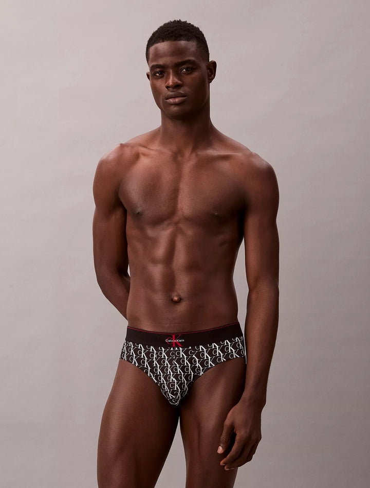 Men's Graphic Monogram Microfiber Stretch Hip Briefs | Moisture-Wicking, Quick-Dry