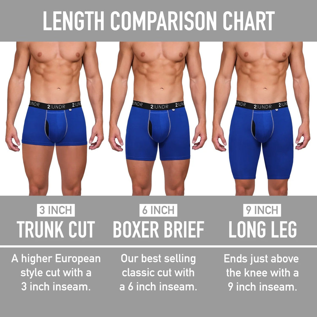 2UNDR Men's Swing Shift 9'' Boxer Brief Navy/Grey Small