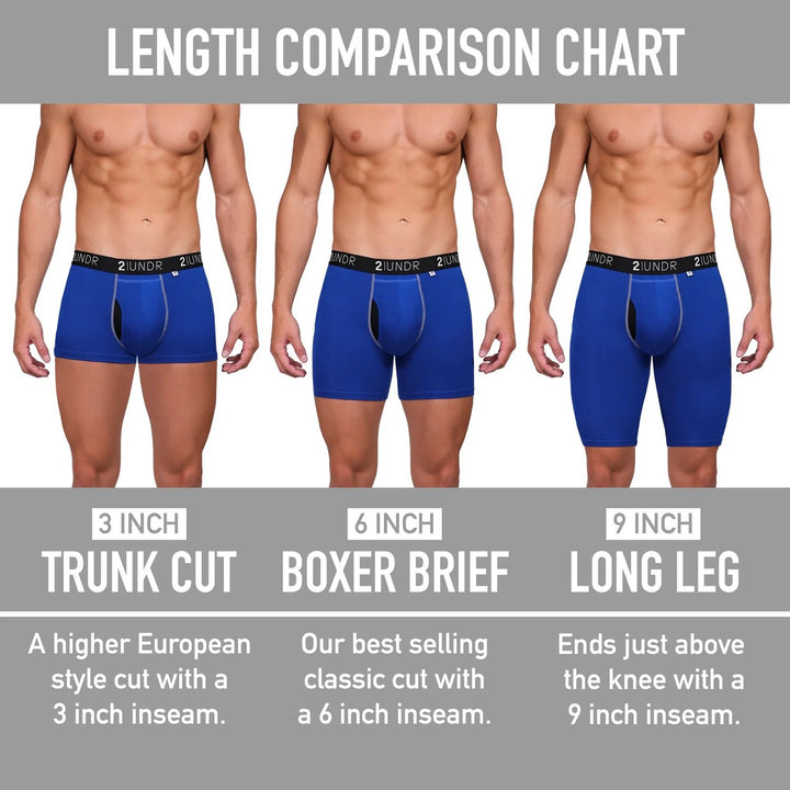 2UNDR Men's Swing Shift 9'' Boxer Brief Navy/Grey Small