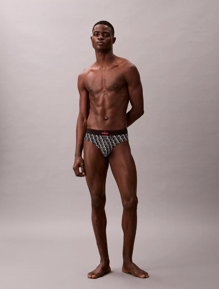 Men's Graphic Monogram Microfiber Stretch Hip Briefs | Moisture-Wicking, Quick-Dry