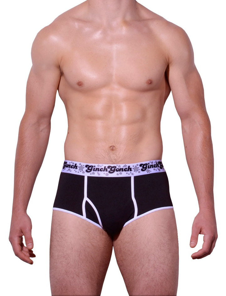 Ginch Gonch Black Magic Brief - Cotton Stretch Underwear with White Trim