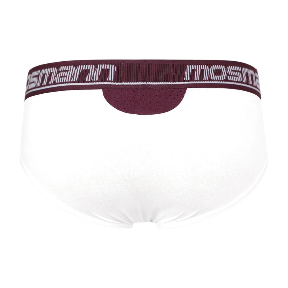 Back view of Mosmann Comfort Core briefs in Zeus showing perforated rear ventilation panel
