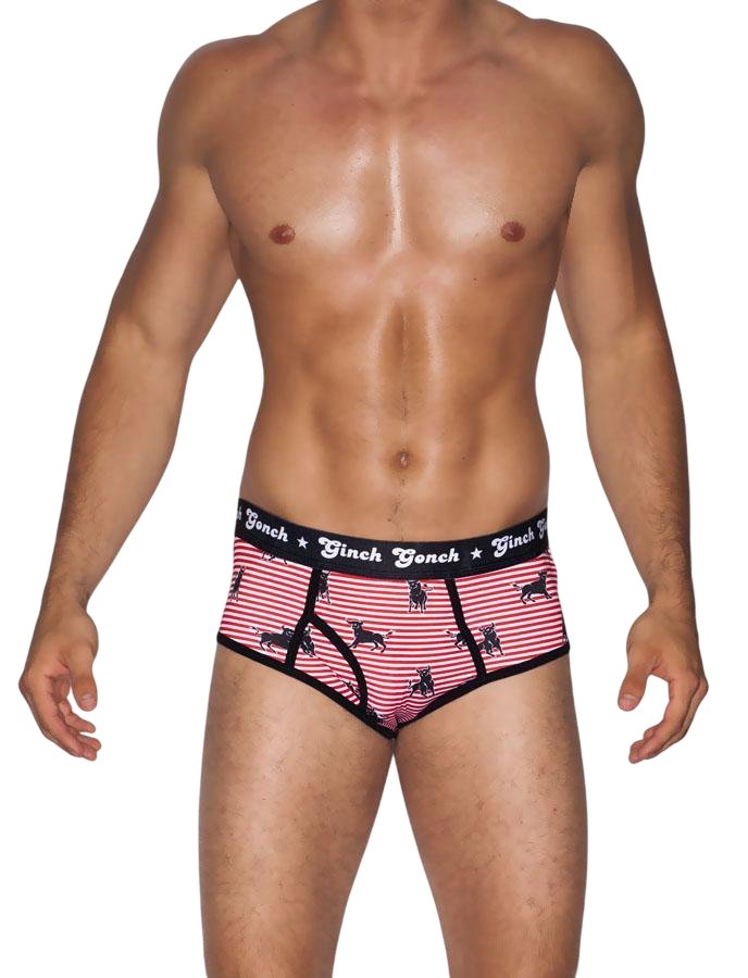 Ginch Gonch Wild Bulls Brief - Striped Poly-Stretch Jockey Underwear