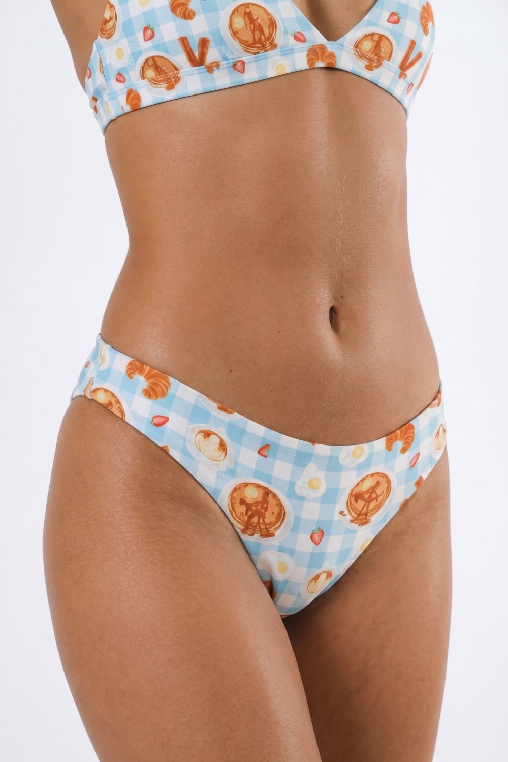 The Good Moaning Naughty Breakfast Seamless Thong - Blue Gingham No-Show Panty