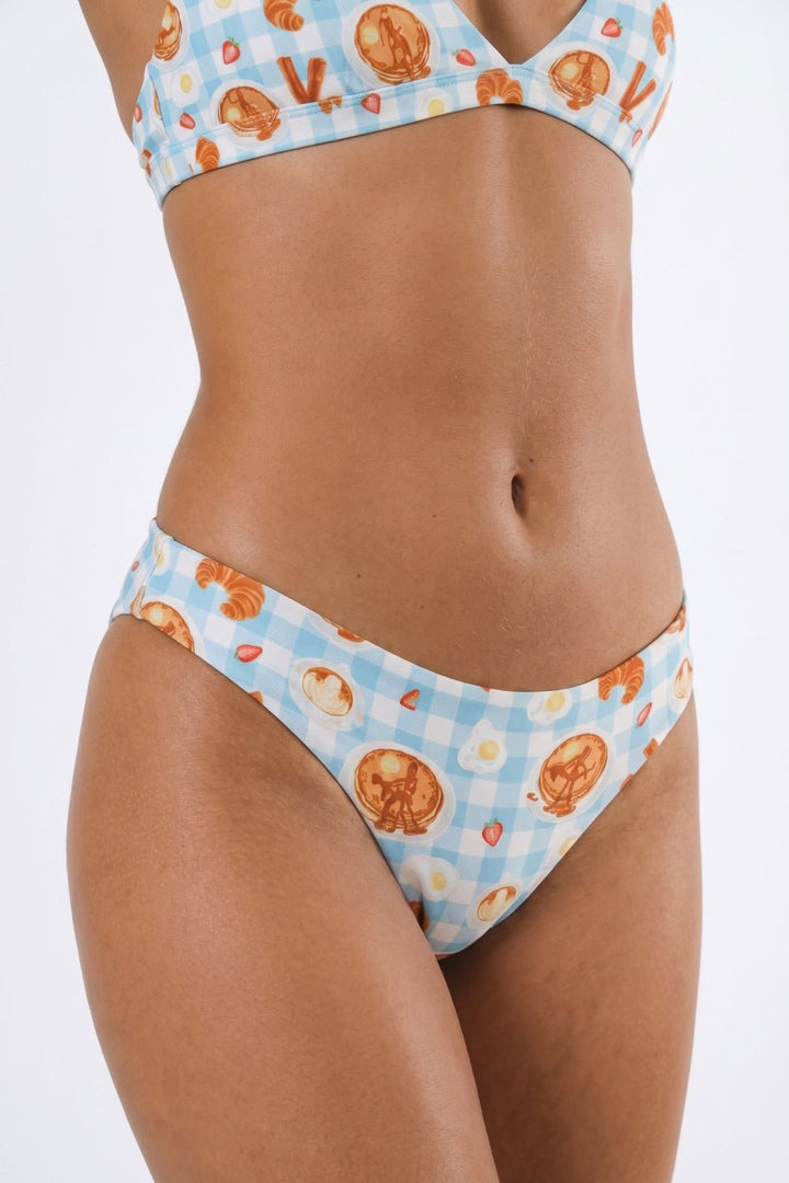 The Good Moaning Naughty Breakfast Seamless Thong - Blue Gingham No-Show Panty