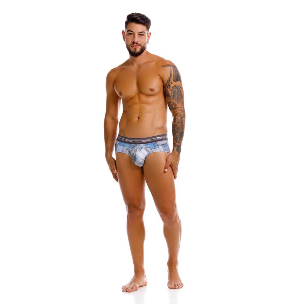 Mundo Unico men's grey microfiber boxer brief Viñeta – back view