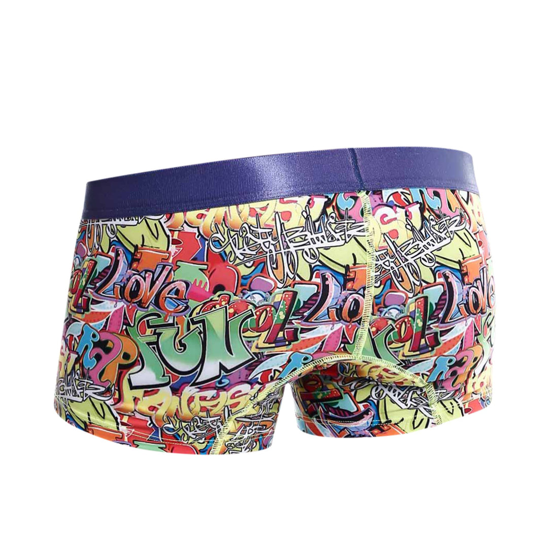 MaleBasics Men's Hipster Trunk Comics – Colorful Doodle Print Low-Rise Trunks