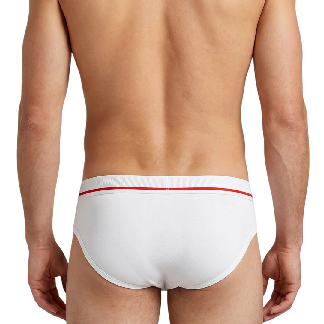 Back view of Mosmann Knights bamboo briefs on model
