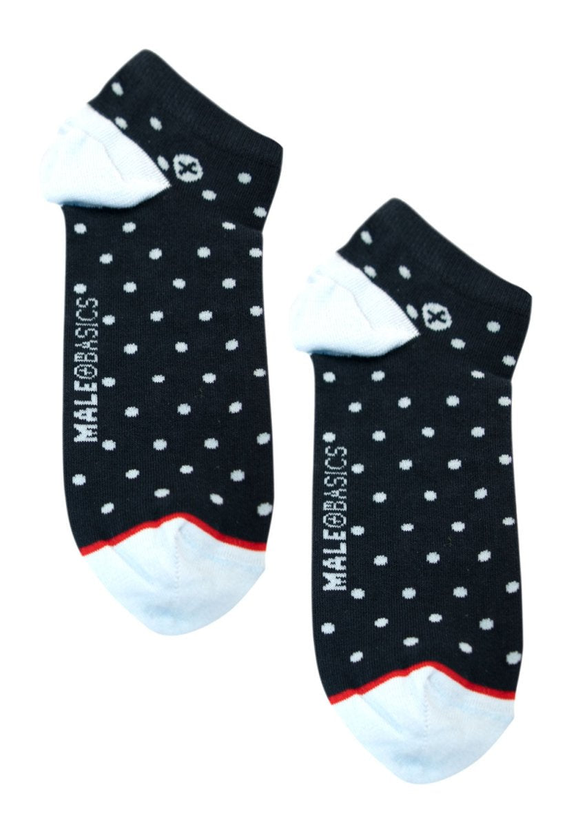 MaleBasics Men’s Dotted Ankle Socks - Low Cut Cotton Performance