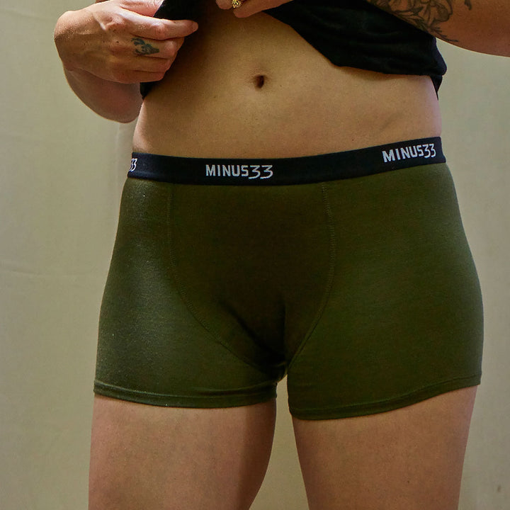 Minus33 Woolverino Women’s Microweight Merino Wool Boyshorts - Breathable Anti-Odor Performance Underwear