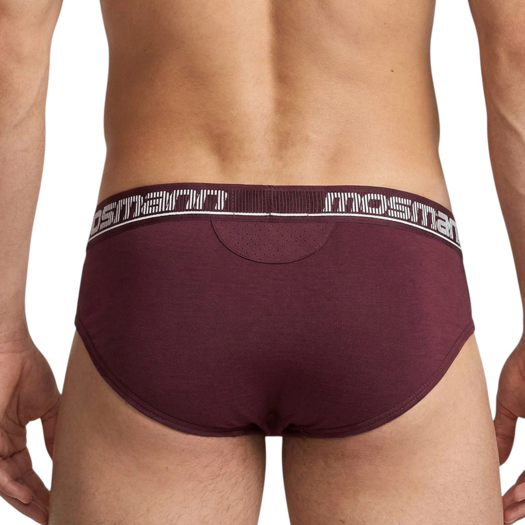 Back view of Mosmann Comfort Core briefs in Apollo on model showing ventilation panel
