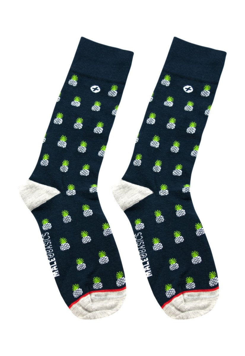 MaleBasics Pineapple Print Novelty Socks - Fun & Comfortable Cotton Blend