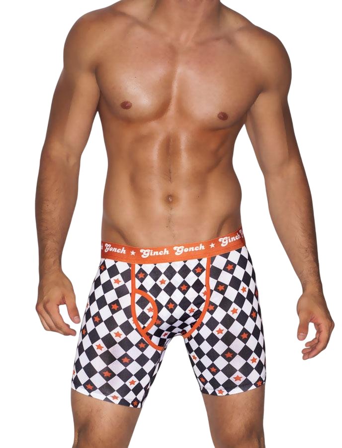 Ginch Gonch Backstage Pass Boxer Brief - Diamond Print Poly-Stretch Long Underwear