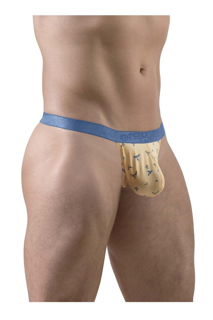 ErgoWear men's peach birds print SLK SE G-string thong – minimal open-back underwear