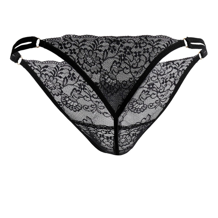 CandyMan men's black 99421 lace G-string thong – barely-there microfiber underwear