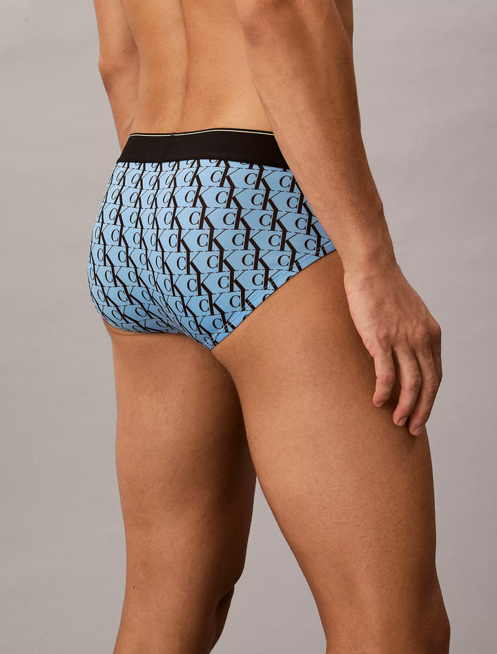 Men's Graphic Monogram Microfiber Stretch Hip Briefs | Moisture-Wicking, Quick-Dry