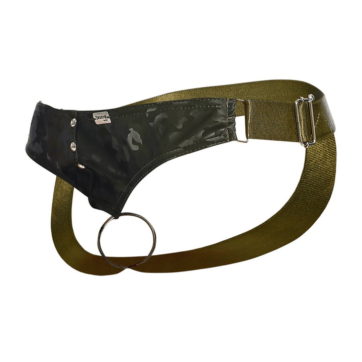 MaleBasics DNGEON C-Ring Jockstrap — Camo Faux Leather | Men's Fetish Underwear