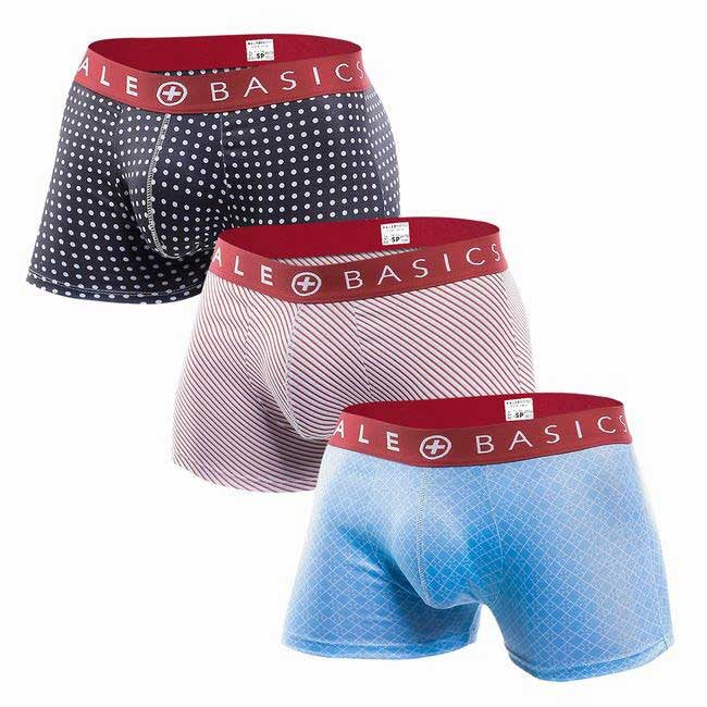 MaleBasics Men's New Trunk Boxer Shorts 3-Pack – Breathable Cotton Stretch Trunks