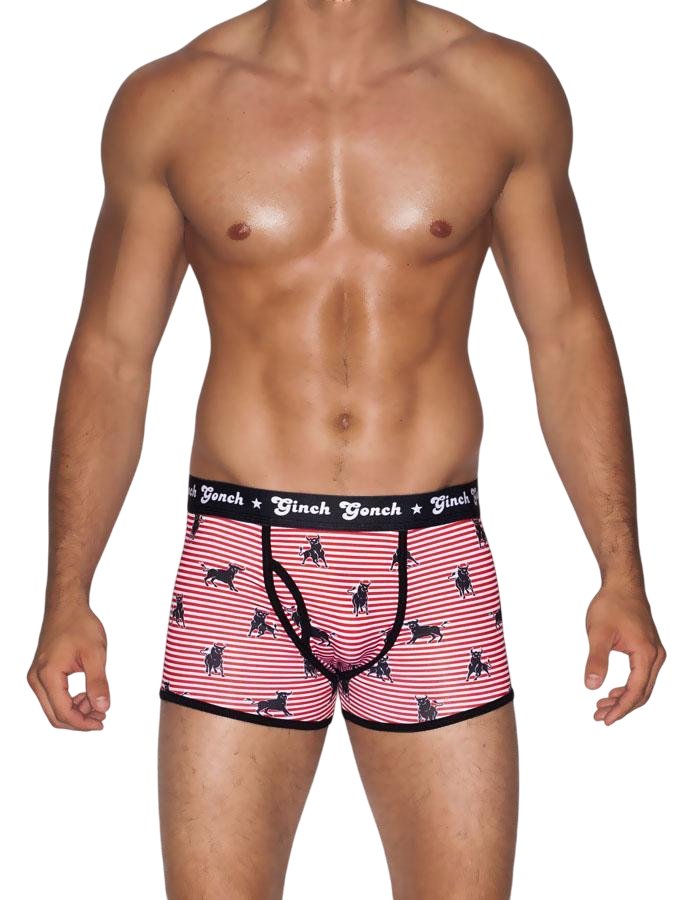 Ginch Gonch Wild Bulls Trunk - Bull & Stripe Print Poly-Stretch Underwear