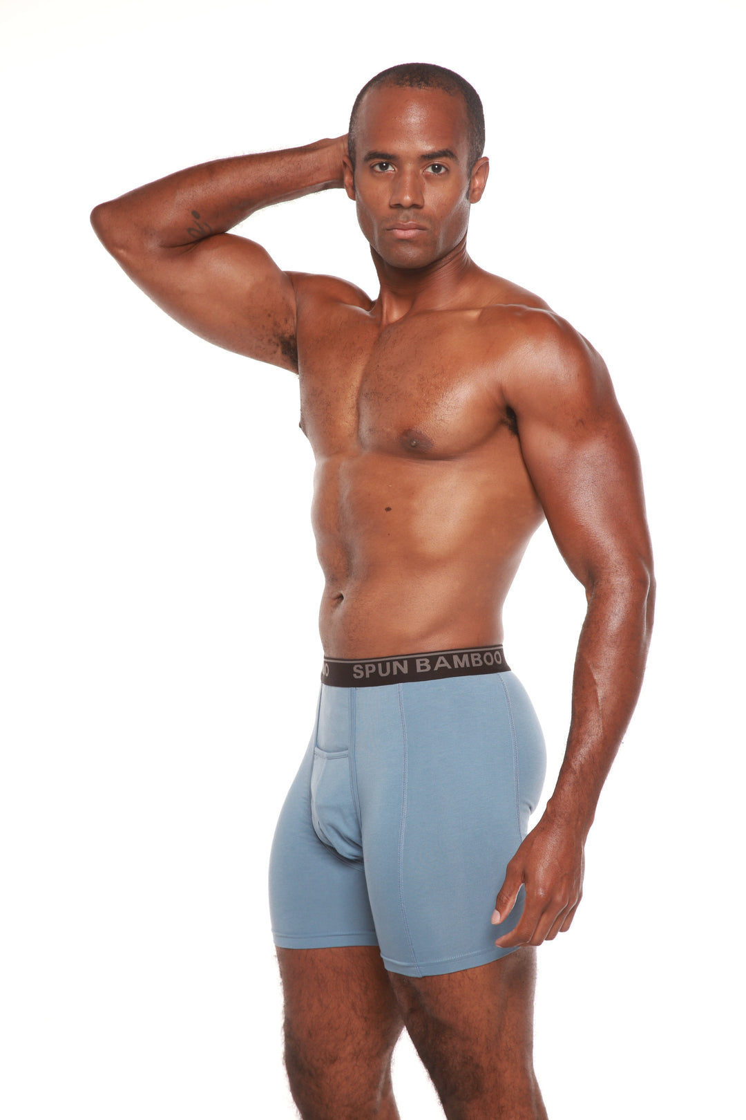 Spun Bamboo men's bamboo underwear lifestyle model wearing boxer briefs