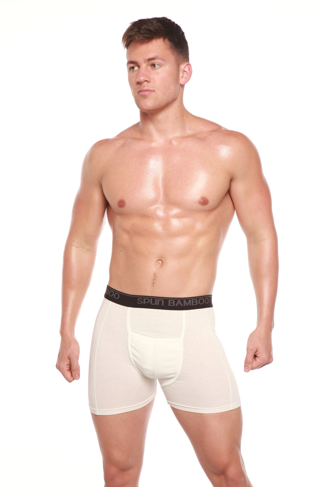 Spun Bamboo men's bamboo boxer briefs horizontal fly detail