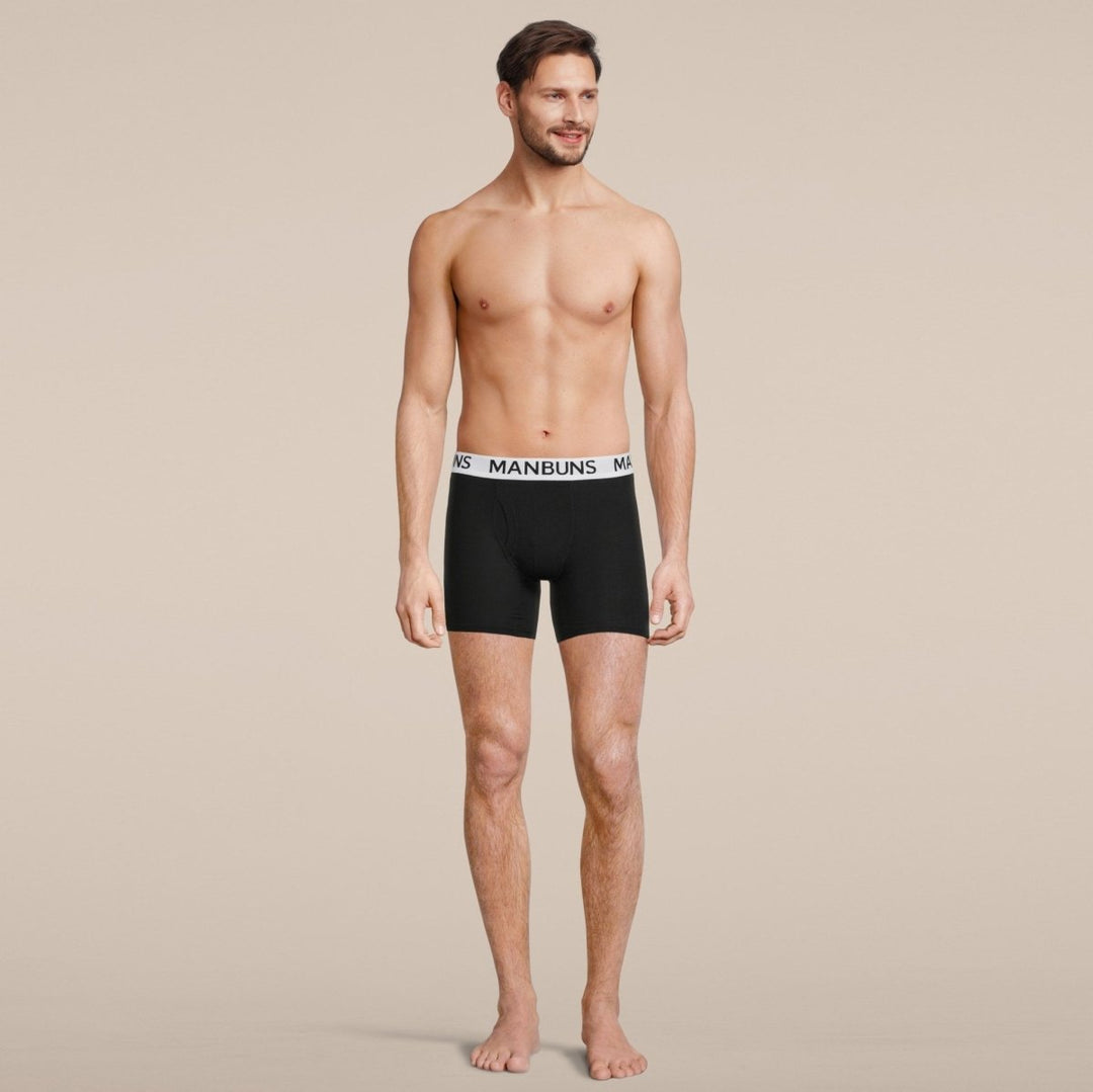 Manbuns Classic Black Boxer Brief Underwear with Pouch