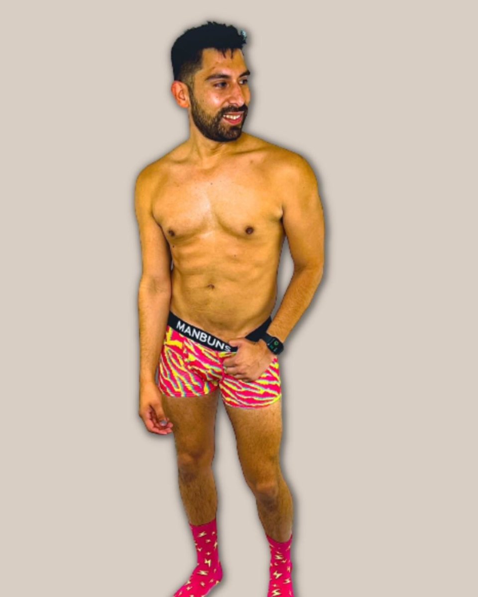 Manbuns Electric Zebra Boxer Trunk Underwear with Pouch