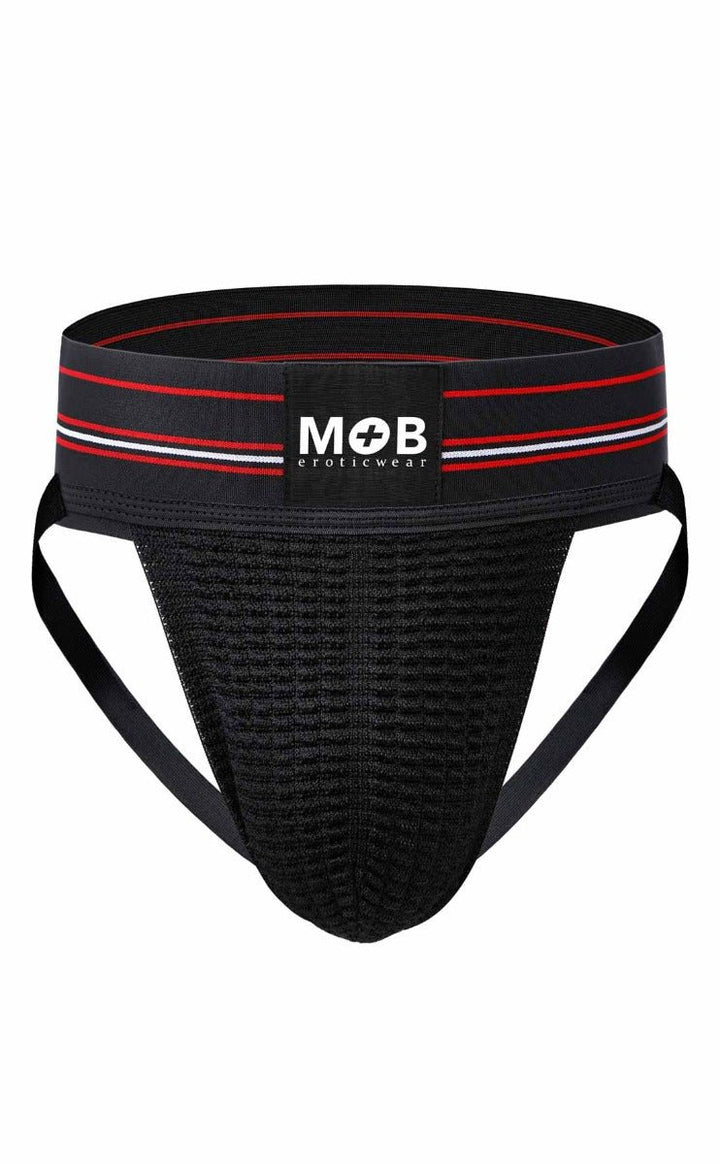 MOB Erotic Wear Men's 3" Wide Classic Jockstrap | White, Black, Red & Blue