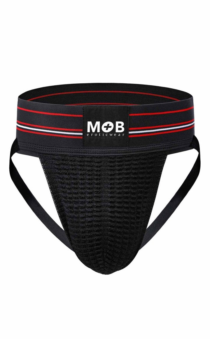 MOB Erotic Wear Men's 3" Wide Classic Jockstrap | White, Black, Red & Blue