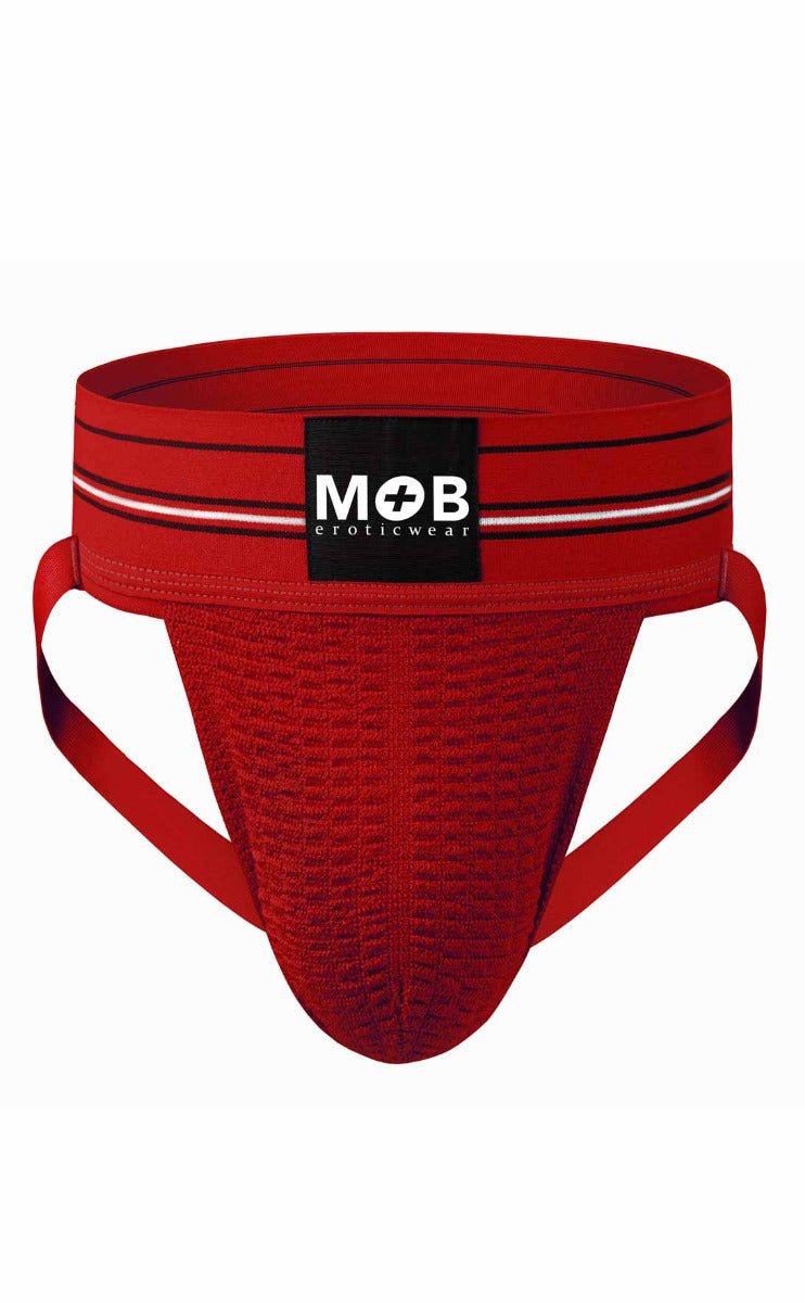 MOB Erotic Wear Men's 3" Wide Classic Jockstrap | White, Black, Red & Blue
