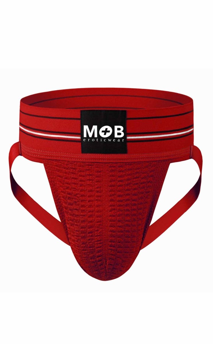 MOB Erotic Wear Men's 3" Wide Classic Jockstrap | White, Black, Red & Blue