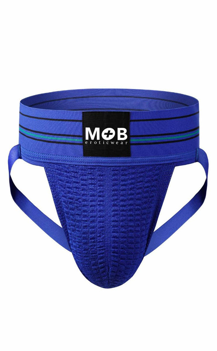 MOB Erotic Wear Men's 3" Wide Classic Jockstrap | White, Black, Red & Blue