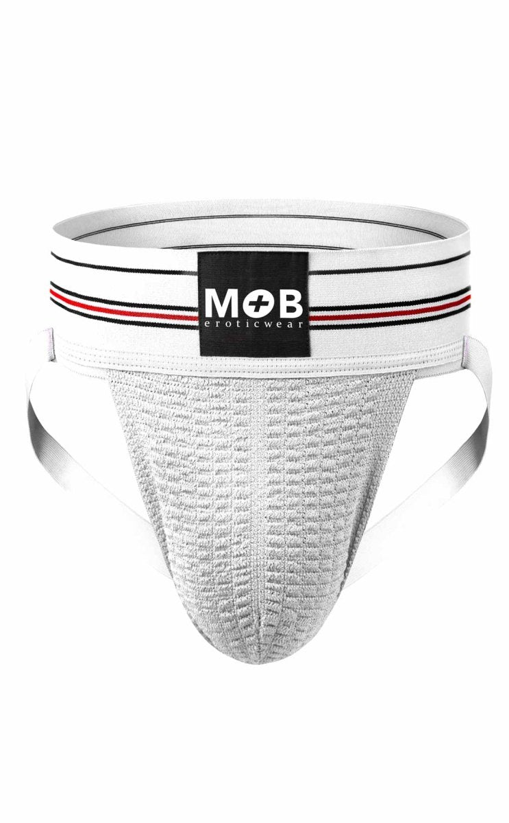 MOB Erotic Wear Men's 3" Wide Classic Jockstrap | White, Black, Red & Blue