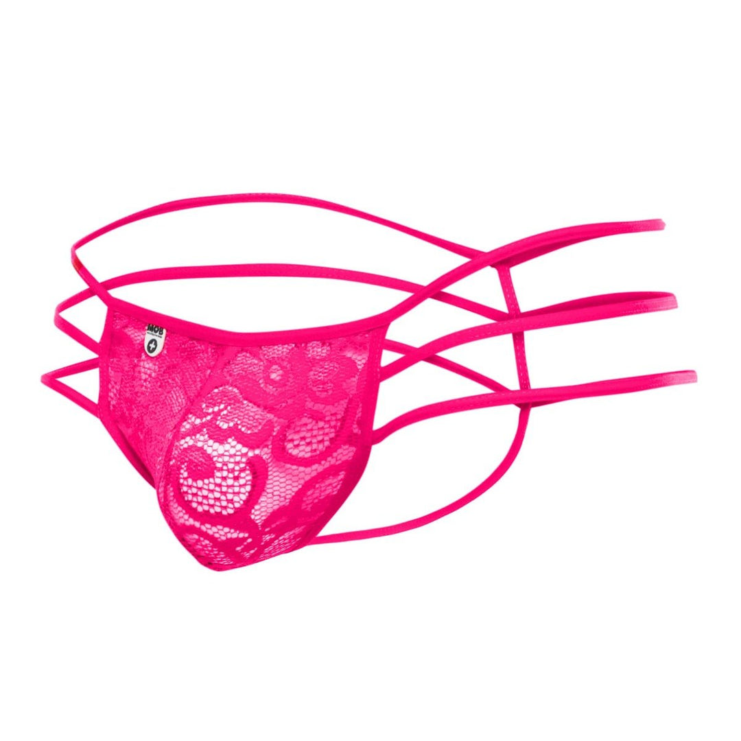MOB Men's Triple Strap Lace Pouch Thong | Sheer Rose Lace Men's Underwear
