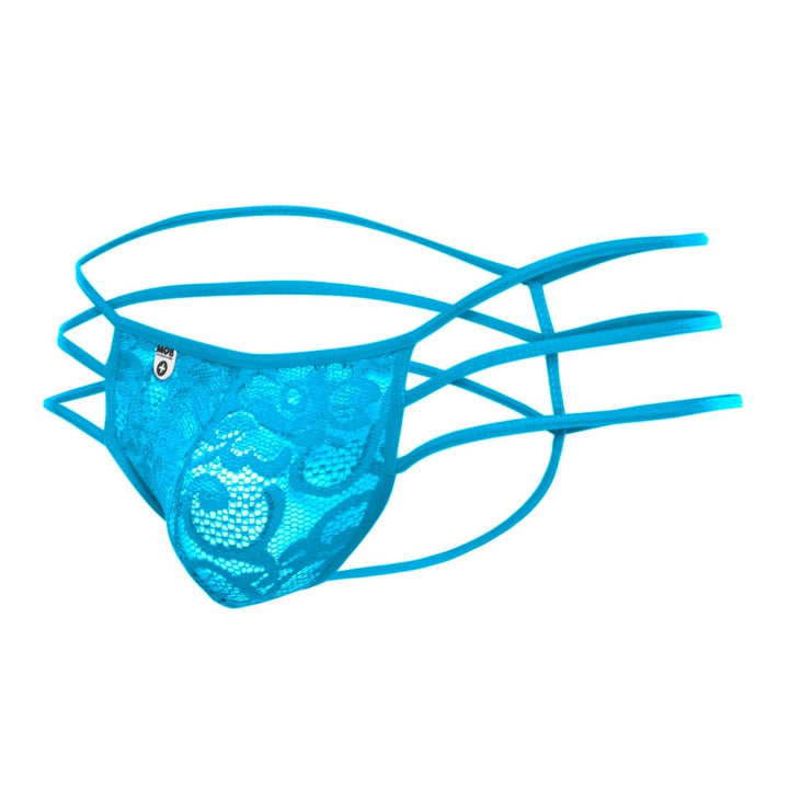 MOB Men's Triple Strap Lace Pouch Thong | Sheer Rose Lace Men's Underwear