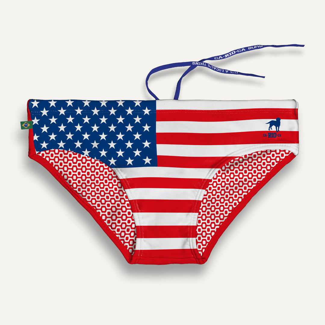 CA-RIO-CA Team USA Flag Print Sunga – handcrafted Brazilian men's swimwear USA flag design