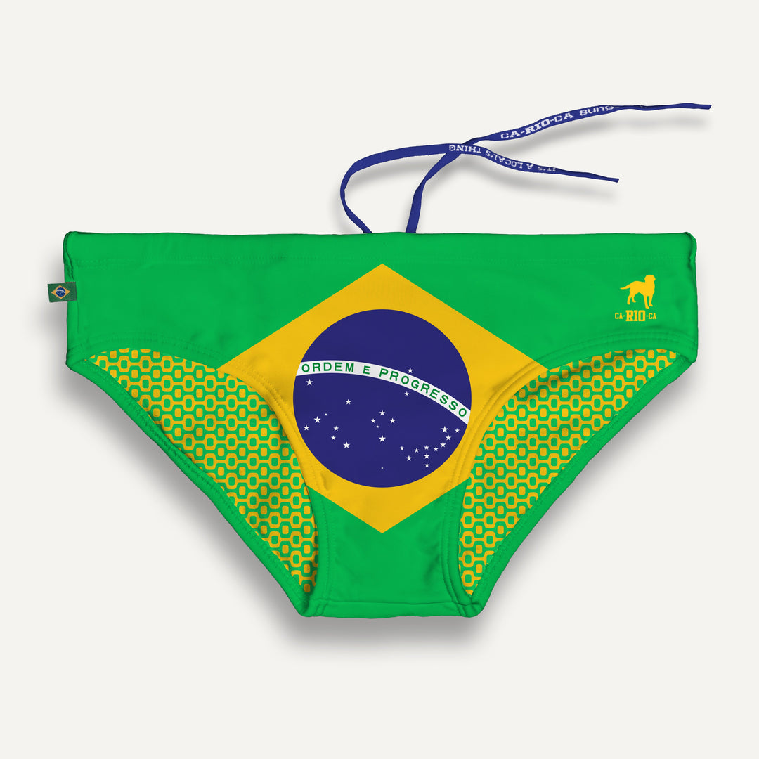 CA-RIO-CA Men's TEAM BRASIL FLAG SUNGA Designer Brazilian Sunga Swimwear in 