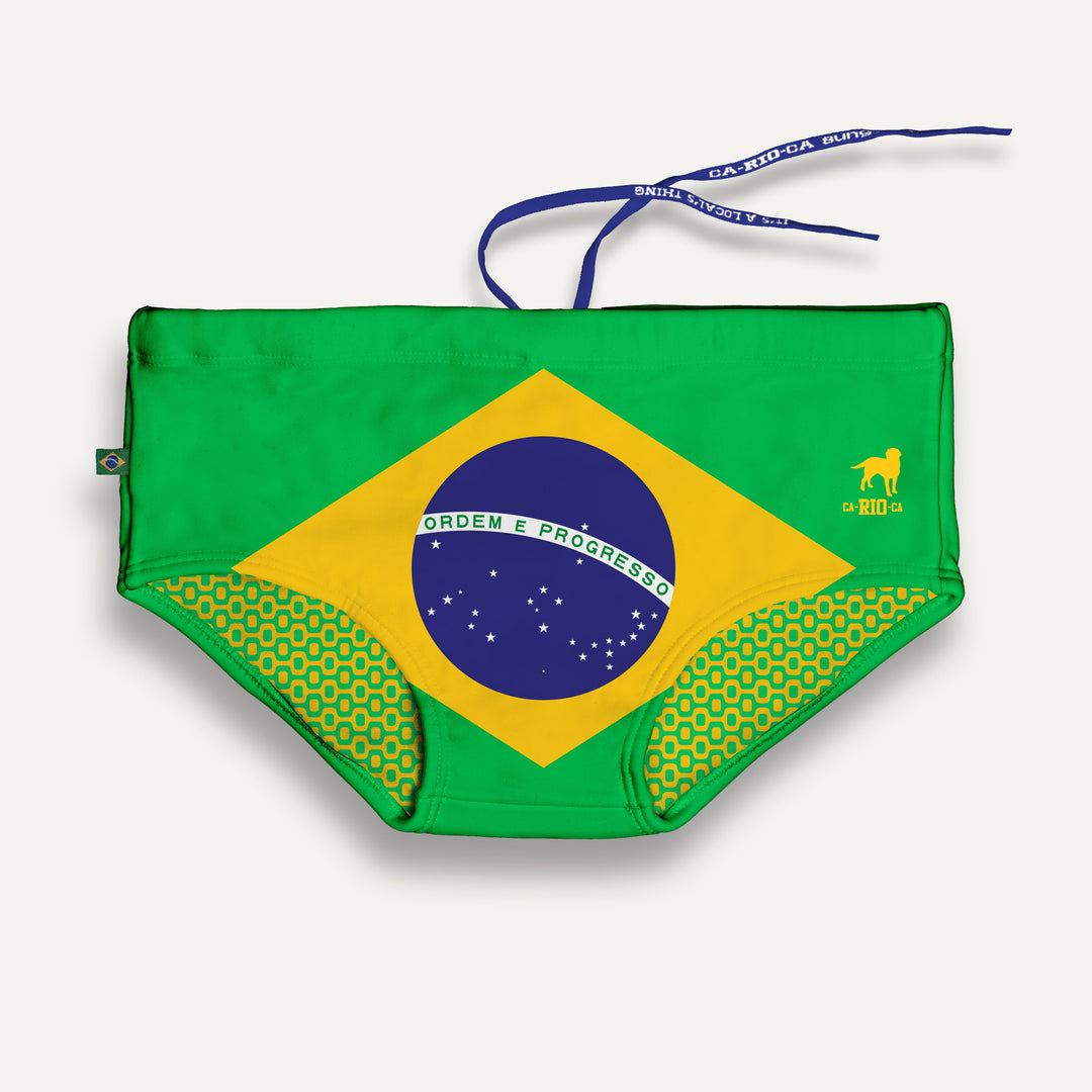 CA-RIO-CA Men's TEAM BRASIL FLAG SUNGA Designer Brazilian Sunga Swimwear in 